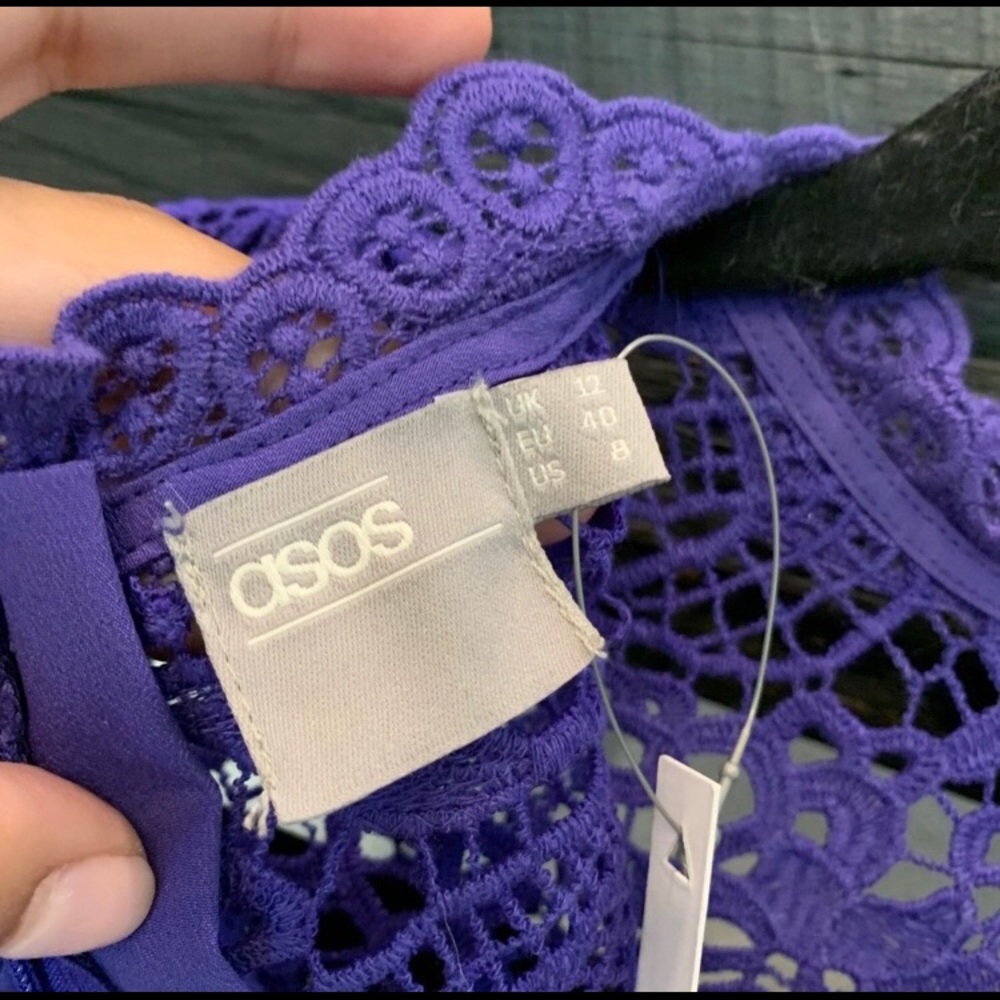 *NWT* ASOS Petite Lace Long Sleeve Mini Dress - Picture 7 of 8